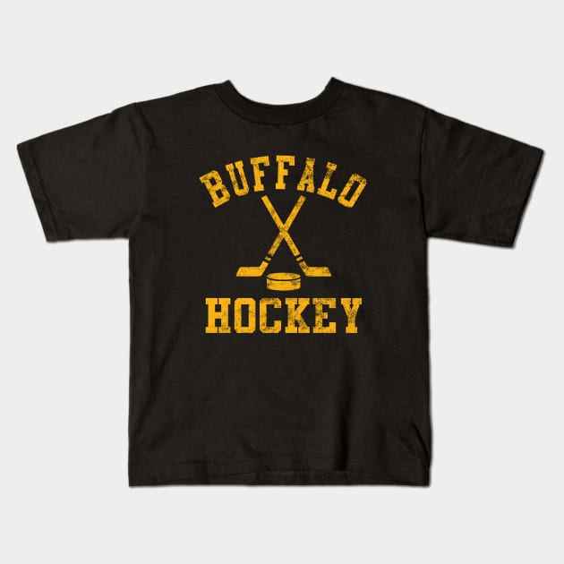 Vintage Buffalo Hockey Kids T-Shirt by tropicalteesshop